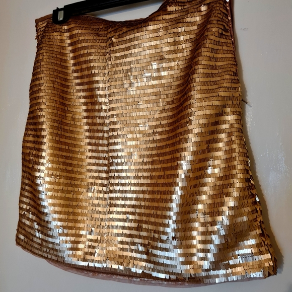 H&M Dresses & Skirts - H&m side zip gold sequined skirt